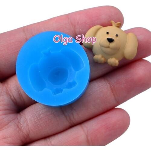 DYL062 18.2mm x 23.5mm Cute Dog Silicone Mold Miniaturesweets Resin Clay Art Craft Cake Decoration Fondant Pendant Button DIY