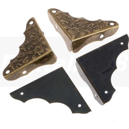 Hot New 12pcs Iron Antique Brass Corner Brackets Jewelry Wine Gift Box Wooden Corner Protector Guard Furniture Hardware w/Srew