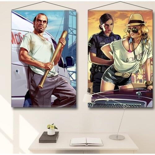 GTA5 video game canvas poster decorative painting living room bedroom wall art canvas painting big waterproof game poster