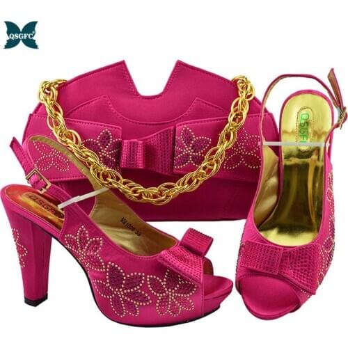 Italian design Ladies Shoes with Matching Bags for Wedding Nigerian Wedding Shoes and Bag Set African Party Shoes and Bag Set