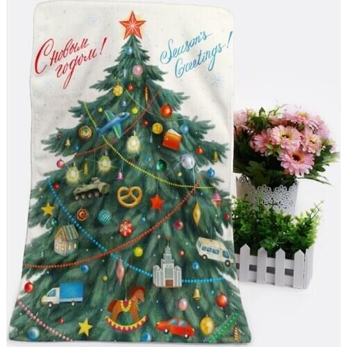 IVYYE 1PCS Christmas Day Fashion Customized Anime Bath Towels Handkerchief Soft Face Towel Cartoon Washcloth Unisex NEW