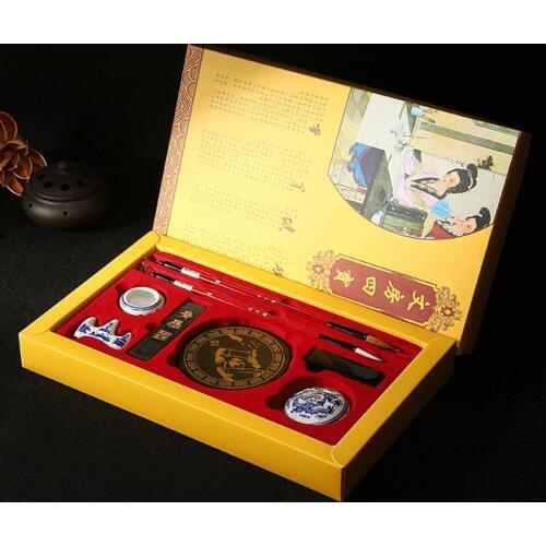 Chinese Calligraphy Writing Brushes Ink Stick Stone Stamp Set Training Tool