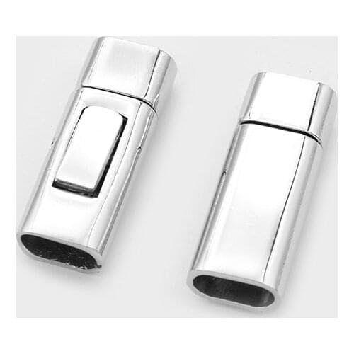 5Sets Silver Color Rhodium Plated Bayonet Clasp 10x5mm For 5mm 10mm Leather Cord DIY Bracelet Jewelry Making Supplies