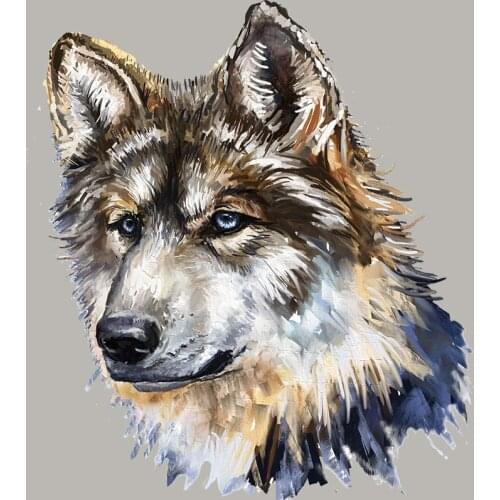 Cool Wolf Transfers Stripe Tops Heat Transfer Diy Appliqued Fashion Vinyl Iron On Patch Parches Para Ropa