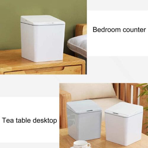 Garbage Rubbish Can Mini Trash Can with Lid Automatic Sensor Waste Bin Foldable Desktop Garbage Container Waste Bins