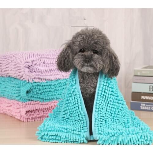 Dog Towel Soft Microfiber Chenille Dog Pet Bath Dry Towel Hand Pockets Super Absorbent Durable Quick Drying Washable Towel