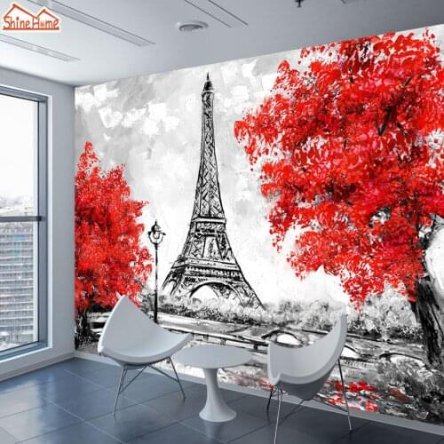 3d Photo Mural Wallpaper Wall Papers Home Decor for 3 d Living Room TV Wallpapers Papel De Parede Paris Eiffel Tower Maple Leaf