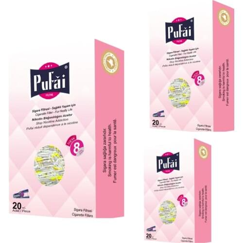 Pufai Disposable Cigarette Filters Compatible Regular Type 8mm 60 Pieces 3 Boxes Pink