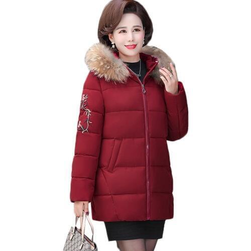 Women Parkas Winter Jacket New Middle-aged Down Cotton Jacket Plus Size 5XL Thicken Warm Cotton Padded Coat Hooded Outerwear 212