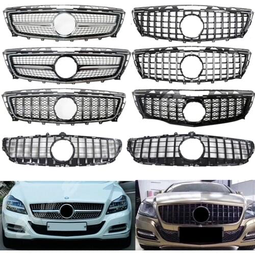 Front Racing Bumper Cover Grille Upper Grill For Mercedes-Benz W218 CLS-Class 2011 2012 2013 2014 2015 2016 2017 Black SIlver