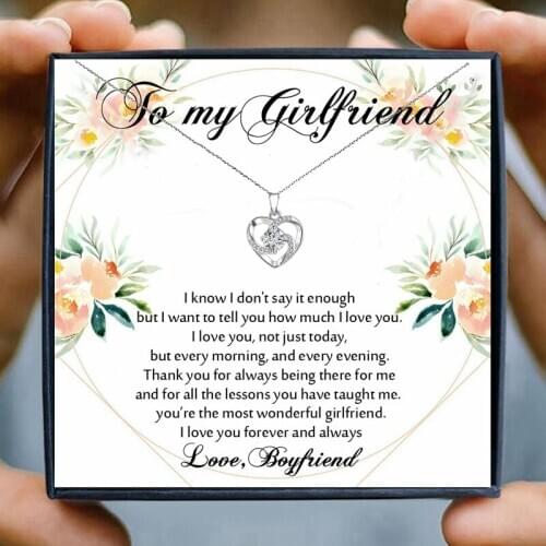 Valentine Gift for girlfriend Chain Necklace Women Necklaces Girly Heart Crystal Necklace for Women Birthday Womens Day Gifts