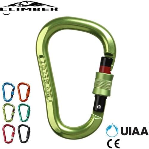 Professional Safety Rock Climbing Carabiner 24kN Aluminum Alloy High Strength Camping Bent Pole Lock Outdoor Equipment
