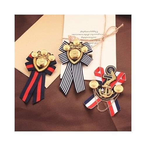 2016 Direct Selling Hot Sale Plated Trendy Anchor Lovers' Broche Female British Brooch Navy Wind Badge Male College Suit Pin