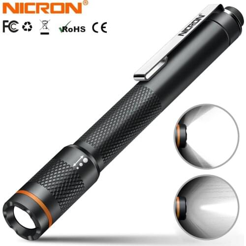 NICRON B22 Pen Flashlight High CRI Color Match Zoomable 120LM Waterproof IP65 2xAAA Mini Home Torch Lamp For Maintenance etc