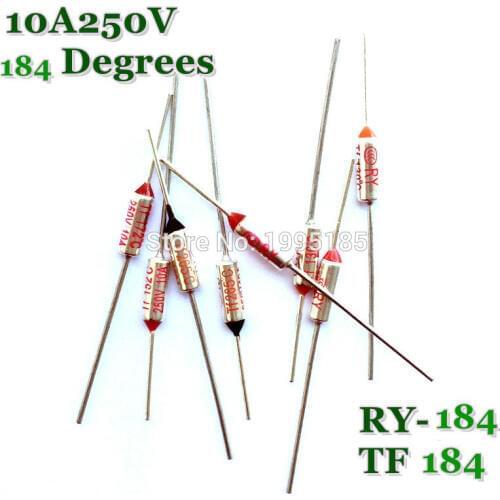 RY 10pcs/lot New Micro thermal fuse 10A250V 184 Degrees Tf 184 C Mini temp fuse metal shell Thermal Cutoff RY-184 RY184