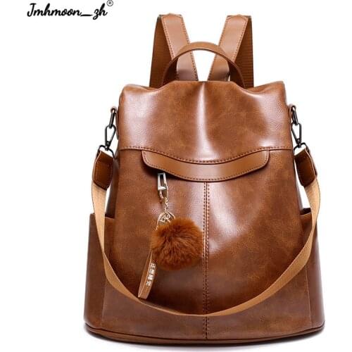 Women Backpack 2021 PU Leather Shoulder Bags Simple Designer Travel Bagpack Girls Fashion Backpacks Students Mochila Mujer