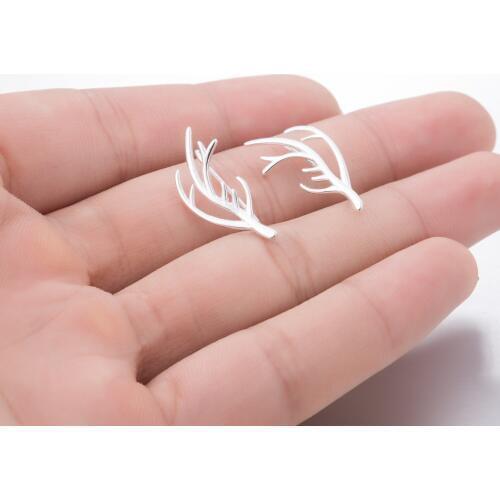 Lucky Christmas Deer Antler Earrings Deer Dainty Animal Elk Horn Ear Climber for Women Kids New Year Gift