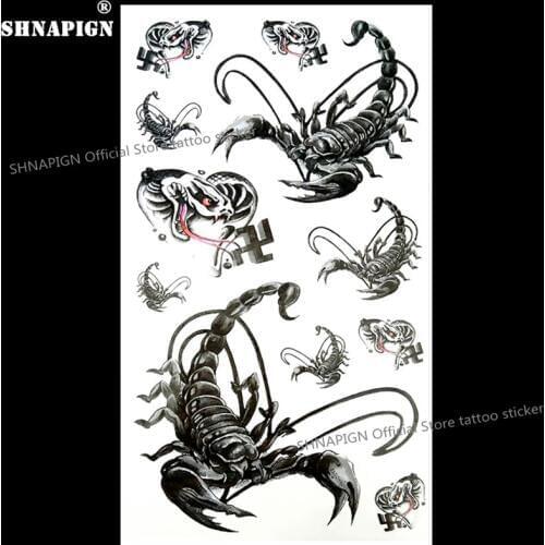 SHNAPIGN Sahara Desert Scorpion Temporary Tattoo Body Art Arm Flash Tattoo Stickers 17*10cm Waterproof Fake Henna Painless