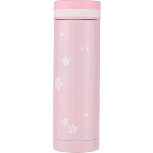 Cute Cherry Blossom Thermos 300ml Double Wall Tumbler Cup with Lid Termos Coffee 2015 Garrafa Termica Stainless Steel Thermocup