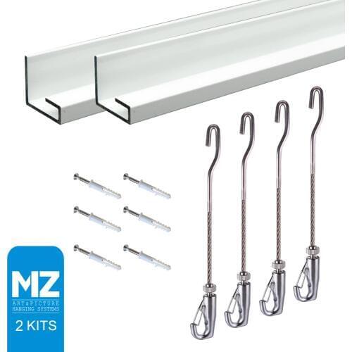 Free shipping picture hanging system picture rail hooks,stainless steel cable,hook ,J-end 120cm cable,2kits ceiling rail