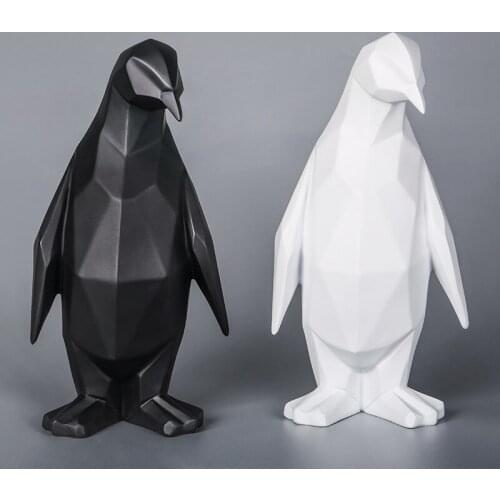 PENGUIN STATUE MODERN ABSTRACT GEOMETRIC STYLE RESIN ANIMAL FIGURINE OFFICE HOME DESKTOP OFFICE DECORATION ACCESSORIES GIFT