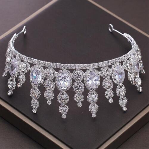 Bridal Tiaras Headband Zircon Crystal Headdress Princess Crown Royal Queen Classic Hairband Jewelry Wedding Hair Accessories