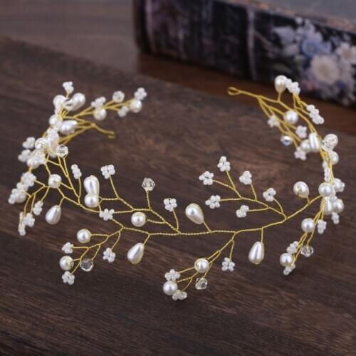 Wedding Crystl pearl Headbands Vintage hairbands Bridal Hair Accessories Metal Crystal Crown Bouquet Collection Handmade Tiara