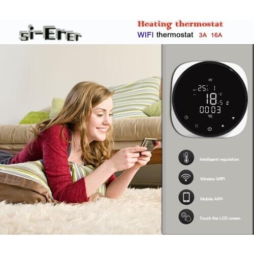 WIFI floor water heating thermostat,Tuya application control, 16A Electric heating, 3A water heating and boiler linkage option