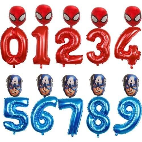 2pcs Spiderman IronmanHero Head Foil Balloons 30" Number Inflatable Ball Birthday Party Decoration Kids Toys Globos
