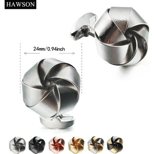 HAWSON Brand High Quality Flower Cuff links Button for Male Twist Knot Cufflinks Male Jewelry Accessory