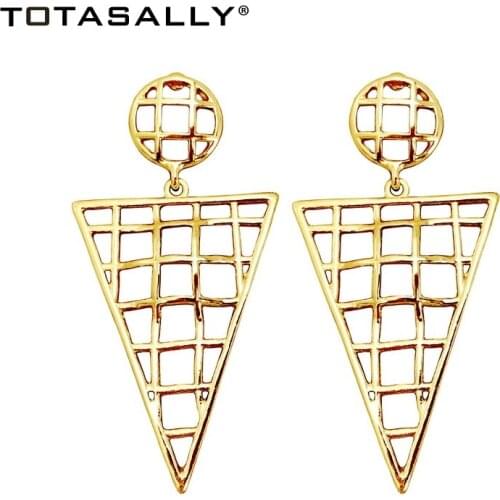 TOTASALLY New Womens Geometric Earrings Fashion Punk Hollow Alloy Oval Triangle Circle Lady Party Earring Jewelry Dropship