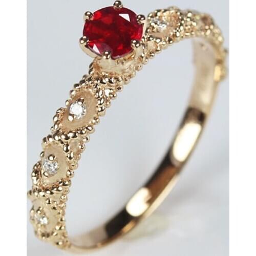 CxsJeremy 14K Rose Gold Natural Ruby Diamond Engagement Ring For Lady Wedding Anniversary Females Ring for Womens Fine Jewelry