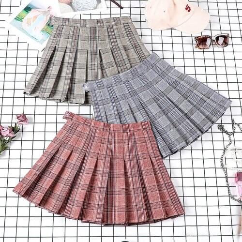 Girls Above Knee Mini winter skirt women clothes women plaid skirt winter skirt