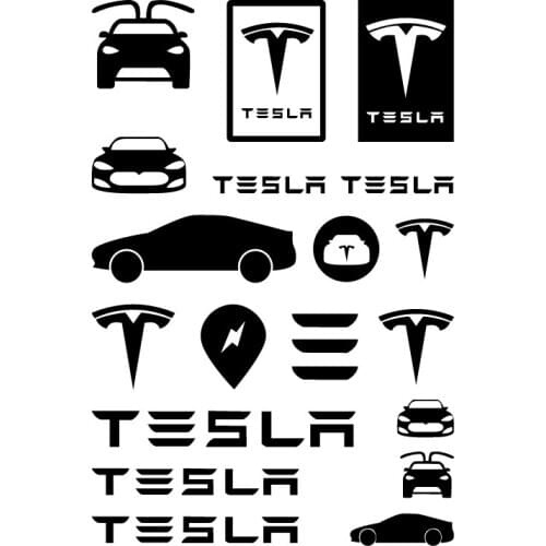 1set Car Logo Decal Sticker Set Door Window Fender Stickers Modified Exterior Decoration for Tesla Model 3 Model X S Accessories