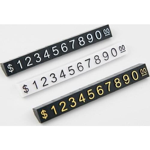 10 Strips Big Plastic Cubes Price Display Tags Adjustable Number Stand Frame Label Jewelry Showcase Counter Price Display