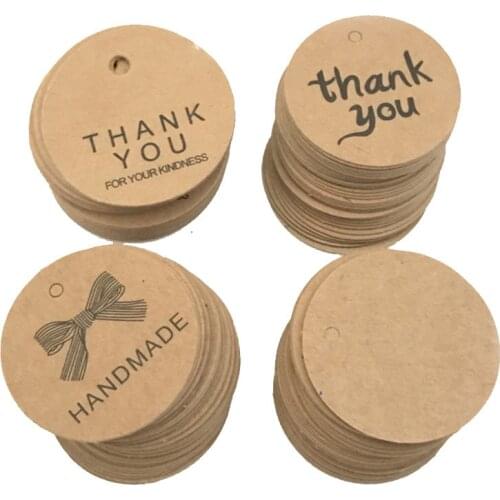 100pcs/lot White Brown Kraft Paper Tags Round Luggage Note Wedding Cards Blank Craft Paper Gift Tags