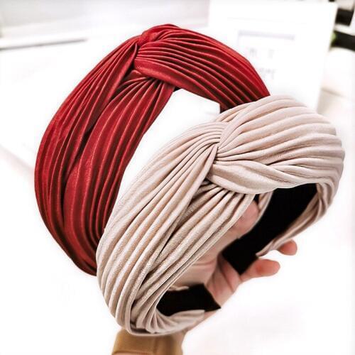 12pcs New Wrinkle High-grade Fabric Hairband Ladies Hair Ornaments Boutique Japan Korean Twist Headband Women