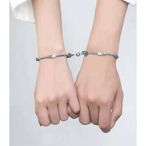 2Pcs Couple Magnet Attract Each Other Creative Personality Couple Bracelet Men And Women Charm Girl Bracelet Jewelry Lover Gift