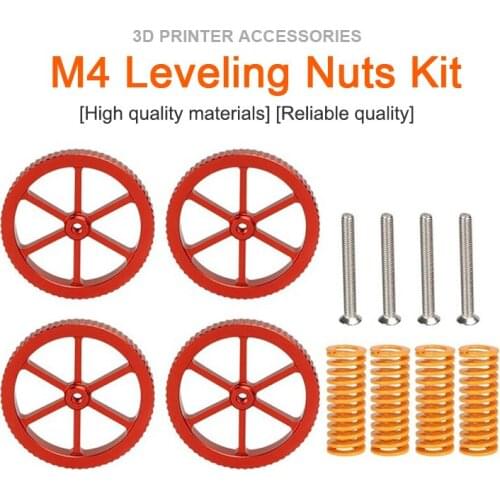 4Pcs Aluminum Hand Twist Leveling Nut Kit With M4 Screw Hot Bed Die Springs For Ender 3 CR10 CR10S 3D Printer Accessories