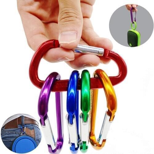 5pcs/lot Climbing Button Spring Clasp Carabiner Camping Hiking Hook Outdoor Sports Multi Colors Aluminium Safety Buckle Keychain