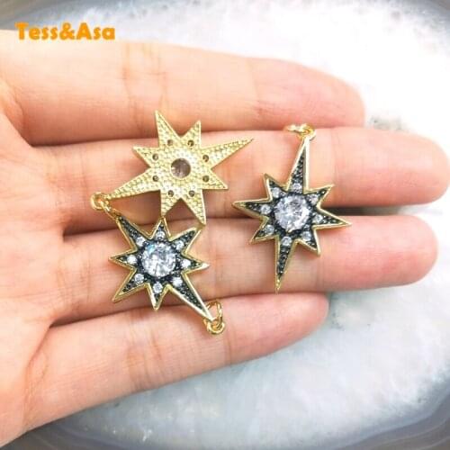 5pcs Polaris Star Pendant Necklace For Women Jewelry Shiny Zircon Eight Pointed Star Pendant Handmade DIY Earrings Jewelry Charm