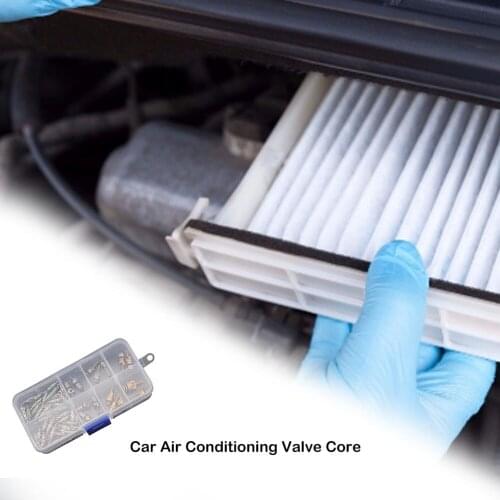 55PCS Car Air Conditioning Valve Core Black Rubber Seals Metal Automotive Repair Tool Assortment Kit