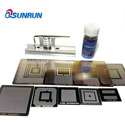 9PCS Xbox PS3 Reballing Stencils + 1 Bottle 0.6mm 25K Solder Ball + 1PC Direct Heated Reballing Station