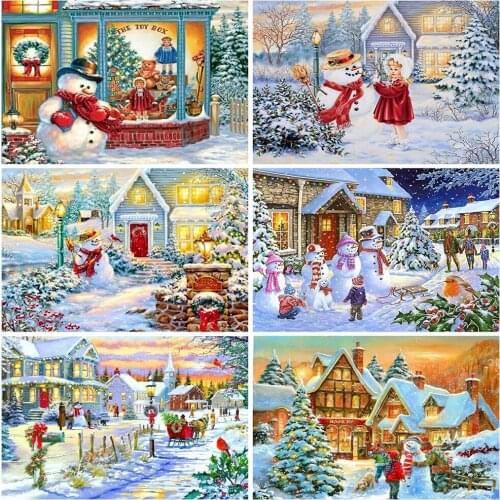 EverShine Diamond Embroidery 5D Landscape Picture Of Rhinestones Diamond Painting Snowman Mosaic Kits House Decor For Home