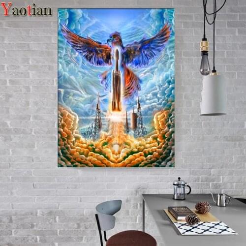 DIY Diamond Painting Cross Stitch fantasy rocket eagle landscape 3D Full Square Diamond Embroidery Rhinestones Mosaic Decor