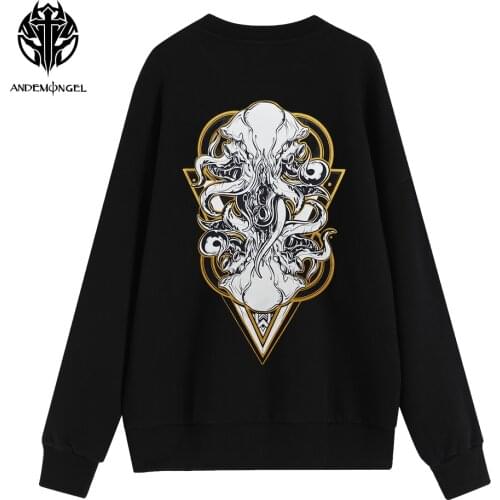 ANDEMONGEL Cthulhu Mythos Great Cthulhu High Street Men Women Unisex Oversize Casual Cotton Sweatshirt Autumn Tops Tees