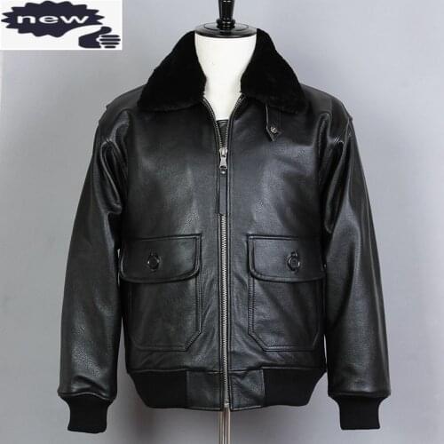 AVIREX FLY Motorcycle Biker Genuine Leather Men Cowskin Air force Flight Jackets G1 Fur collar Bomber Jacket Winter Coat