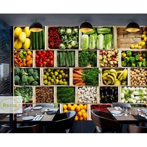 Bacal Custom Modern Minimalist Mural Photo Wallpaper 3D Vegetable Fruits Wall Mural Art Wall Paper Restaurant Wall Decor