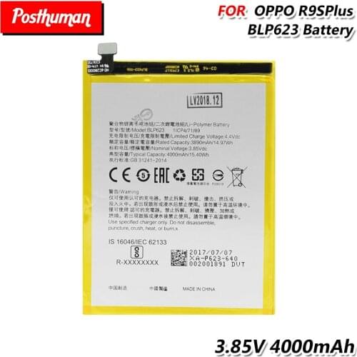 BLP623 Li-Po Rechargeable phone battery Replacement batteria 4000mAh Lithium Phone Battery BLP 623 For OPPO R9S Plus