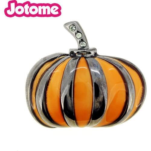 100pcs/lot Cute Orange Pumpkin Halloween Holiday Enamel Pin Brooch